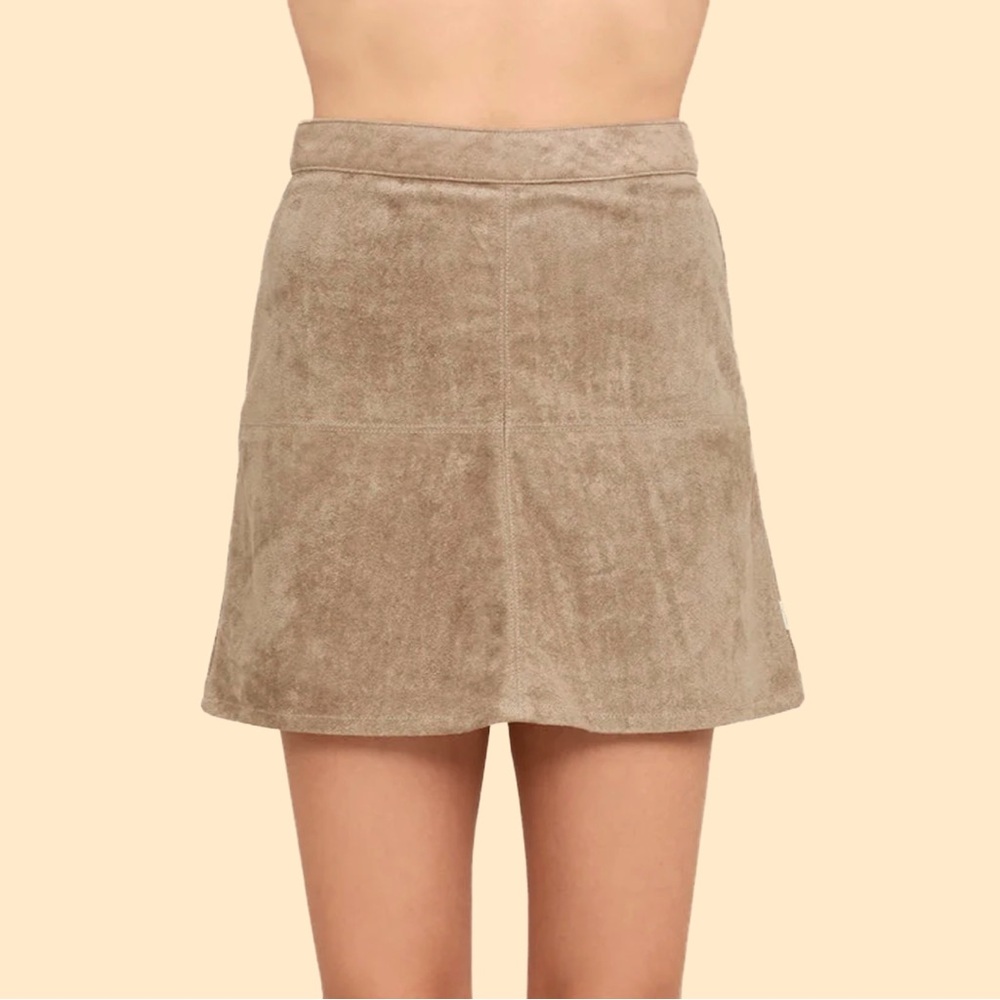Rhythm Runaway Taupe Suede Mini Skirt